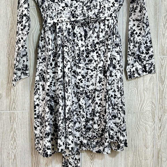 Torrid Black and White Floral Pattern Long Sleeve Poplin Shirt Dress 2X 18-20 - Picture 11 of 15